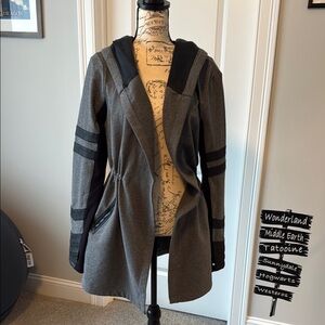 Blanc Noir Charcoal and Black Hooded Jacket